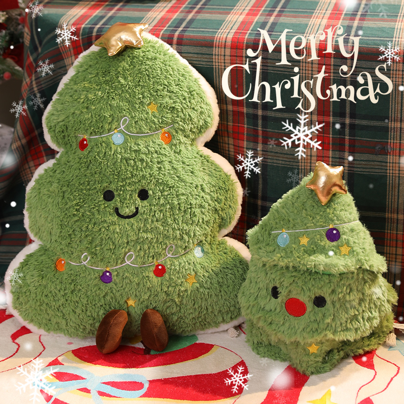 可爱圣诞树抱枕毛绒卡通姜饼人靠枕圣诞老人靠垫女生圣诞节日礼物