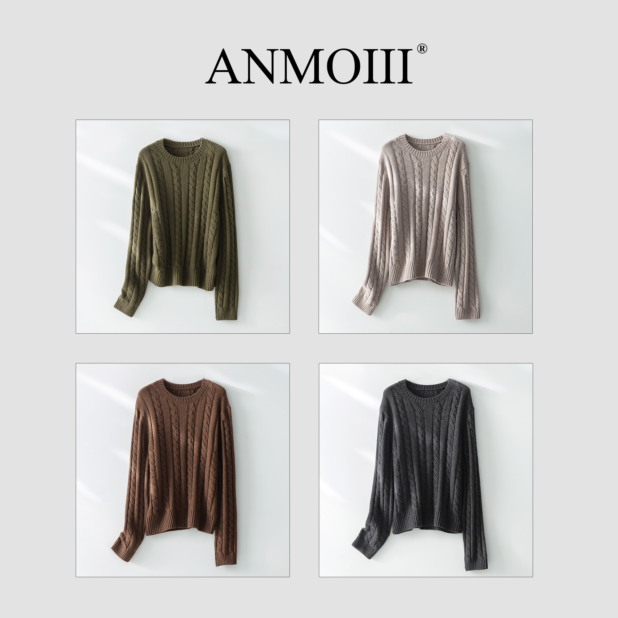 ANMOIII【安安 年度 宠粉专属】秋冬绵羊毛麻花针织羊毛衫套头衫