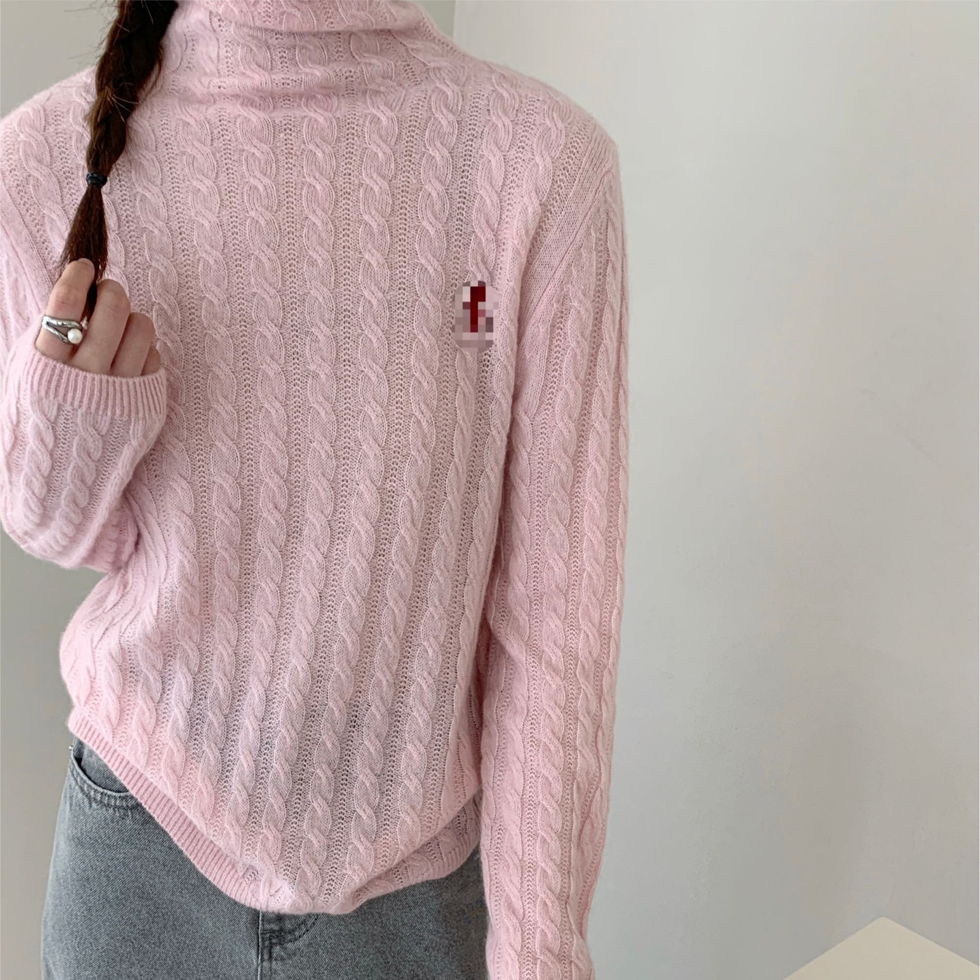 【素简.520133】2025秋冬新款羊驼毛+山羊绒自由领姣花刺绣针织衫