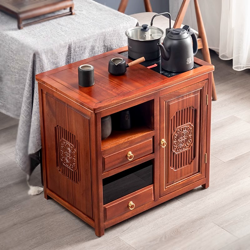 移动茶水柜烧水壶一体泡茶桌茶桌边柜原木实木小户型茶台边柜边几