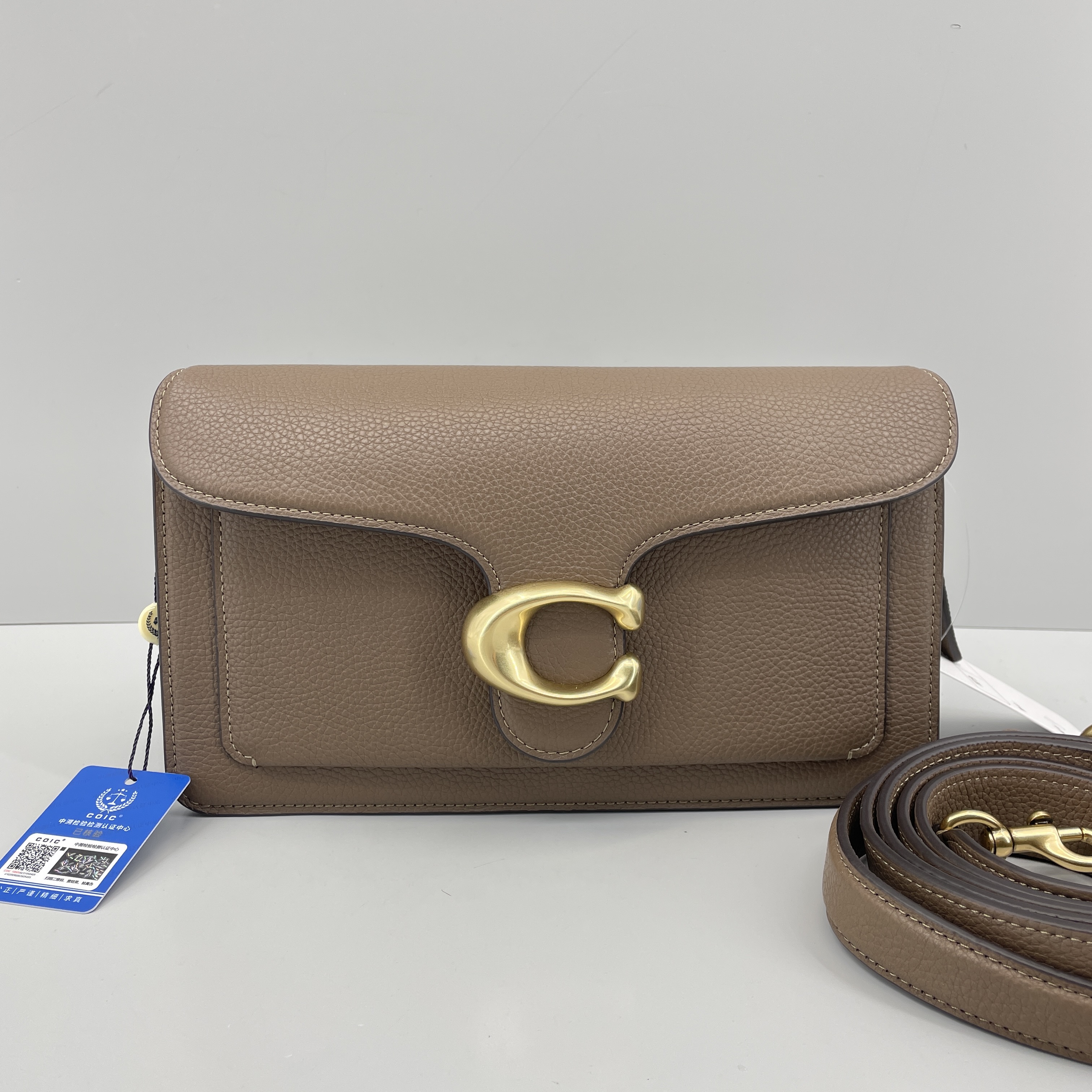 99新 COACH/蔻驰 tabby26灰褐色酒神风琴包26*14*7cmME090405