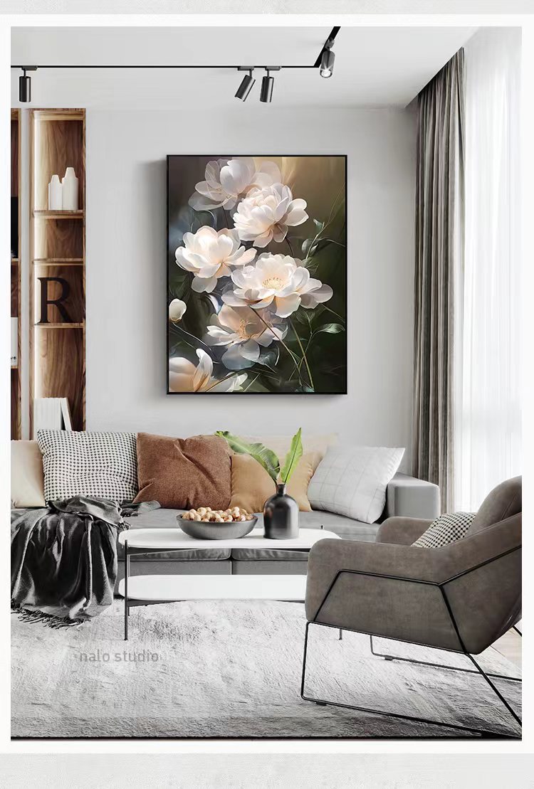 花之舞轻奢客厅挂画沙发背景墙餐厅轻奢壁画花卉砂岩装饰画油画