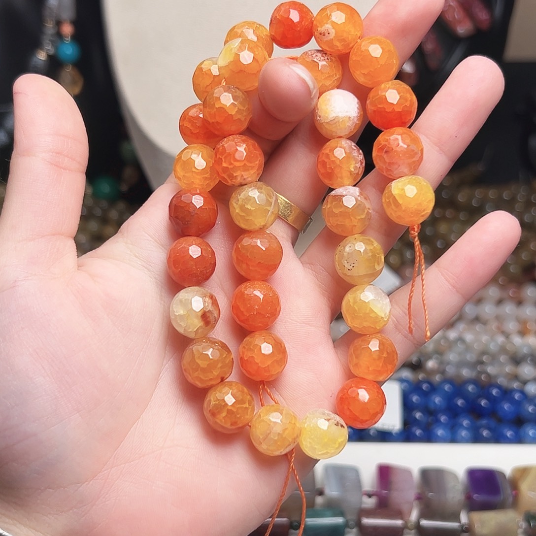 玛瑙/玉髓合金珠宝半成品x297 12m 橘子钻切玛瑙一条