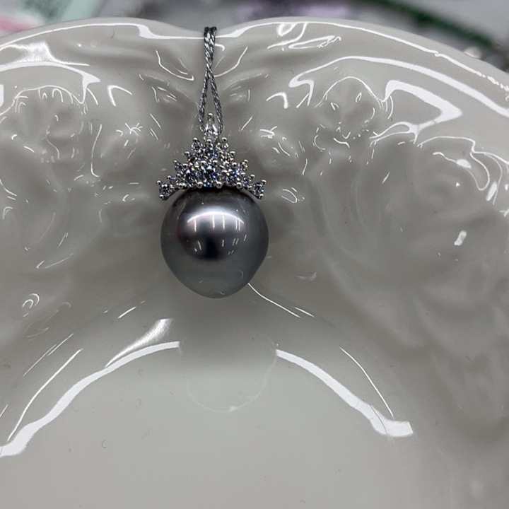 颈饰银S925镶嵌海水珍珠大溪地12-13mm 94号