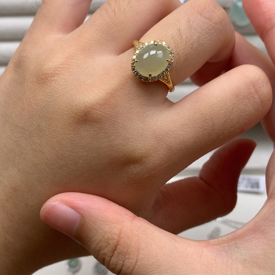 翡翠银S925镶嵌戒指戒指