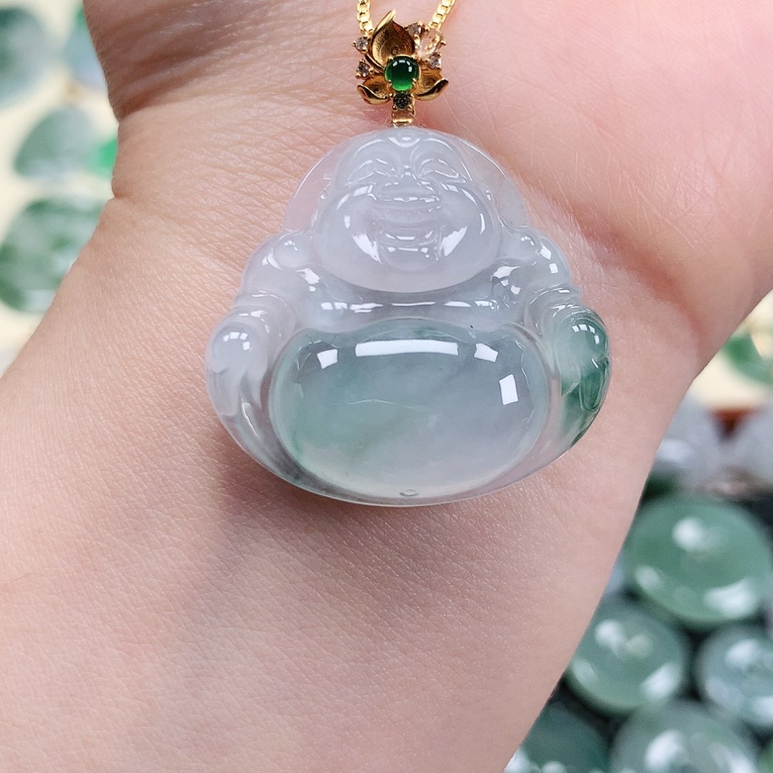 【闪购商品】翡翠吊坠(不含链)18K金镶嵌佛公