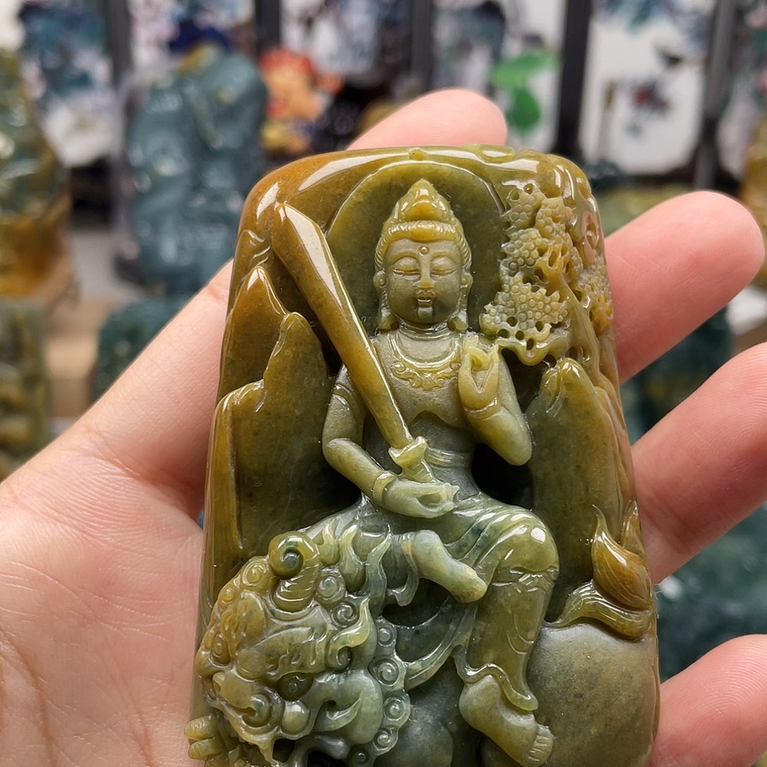 颈饰未镶嵌翡翠天然翡翠a货文殊