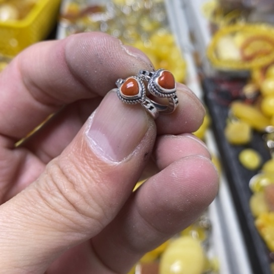 南红玛瑙戒指银S925镶嵌多样性发货