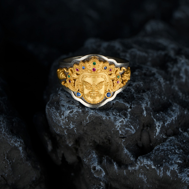 925银银制品 喜三福传承文创五财财之首黄cc小众设计款戒指