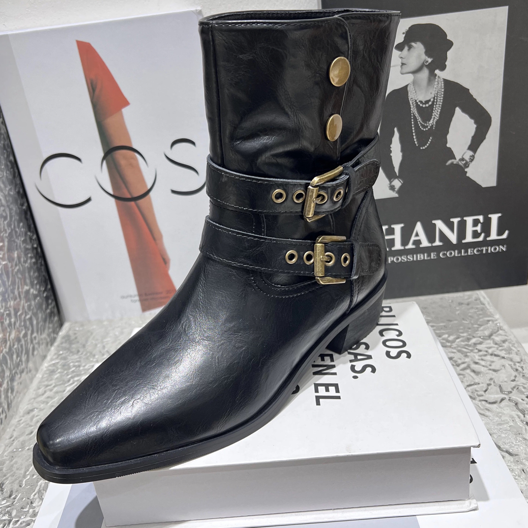 大福利！高端软皮2.5方跟法式气质短靴Y1005