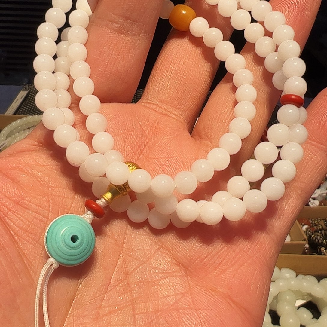 和田玉未镶嵌手链6+108