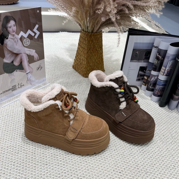 325–1玛莎玛索2025冬季新款高帮厚绒圆头防滑厚底保暖休闲女鞋