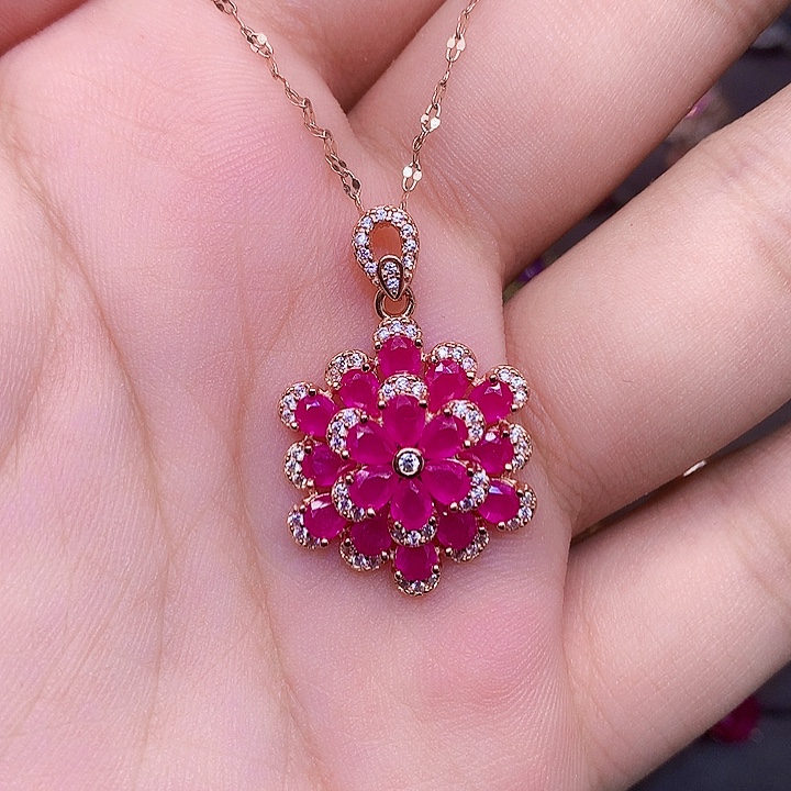 颈饰红宝石银S925镶嵌