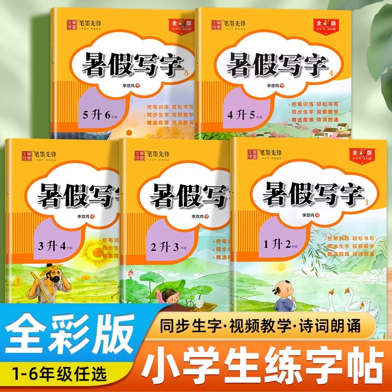笔墨先锋1-6年级暑假练字本人教暑假作业练字帖语文同步字帖预习