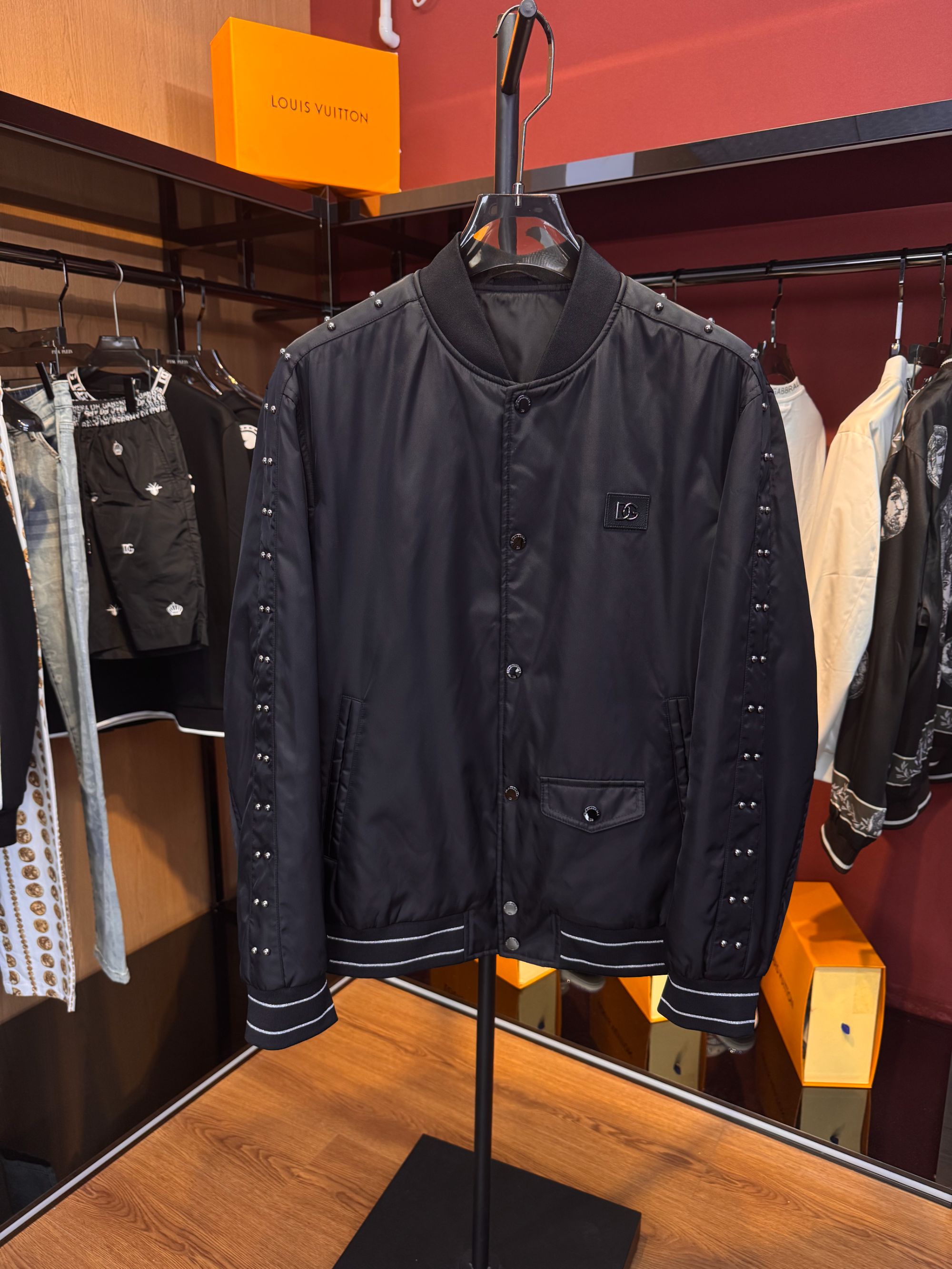 DR.GABBRALA可乐家秋冬男士经典潮流铆钉黑色夹克外套2346