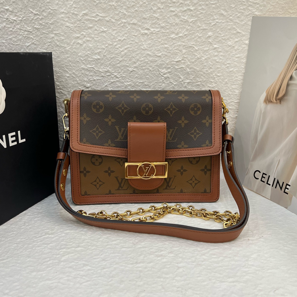 99新 LouisVuitton/路易威登 LV老花达芙妮中号Dauphine新款铜牌