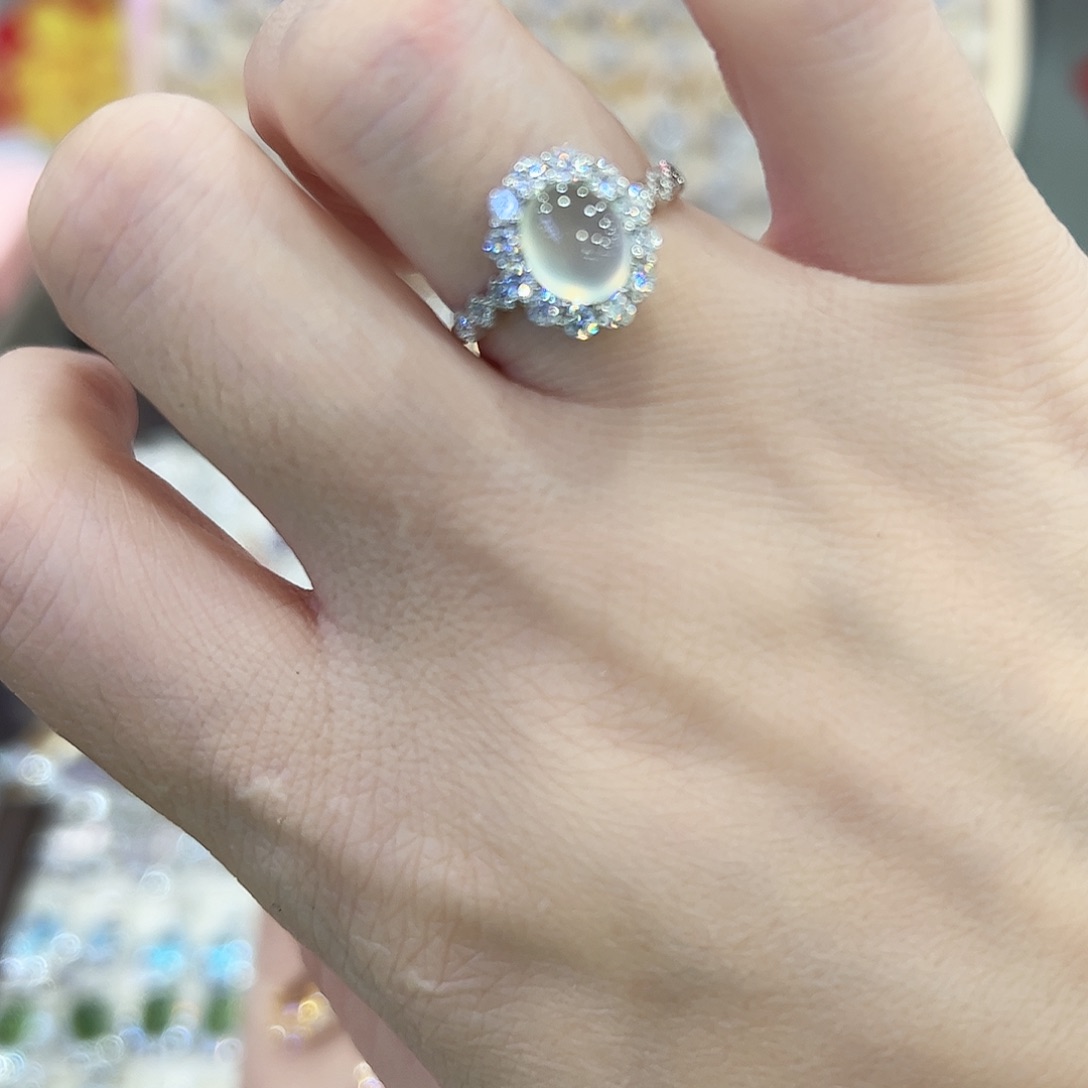 蛇纹石玉银S925镶嵌戒指