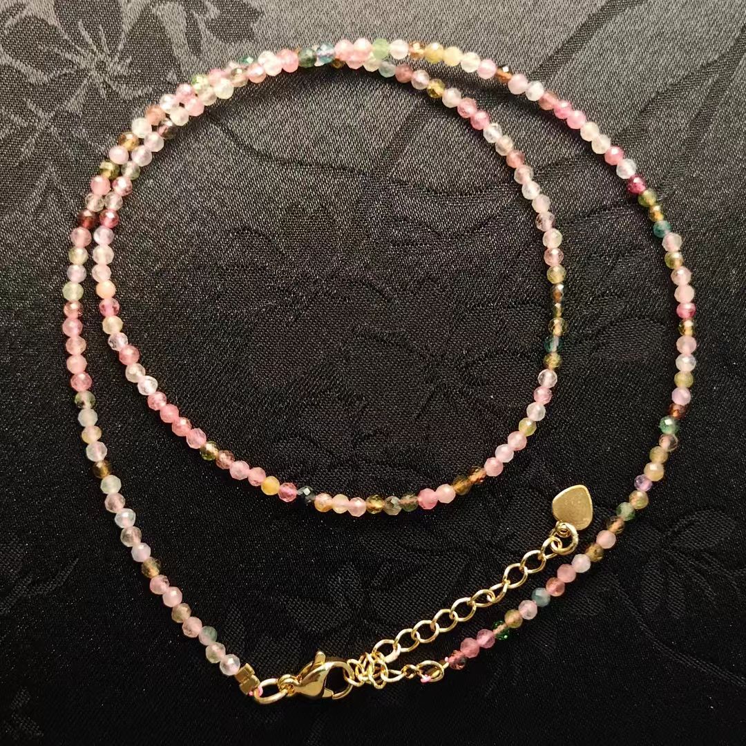 天然碧玺糖果碧玺切面项链多样性发一-A6769