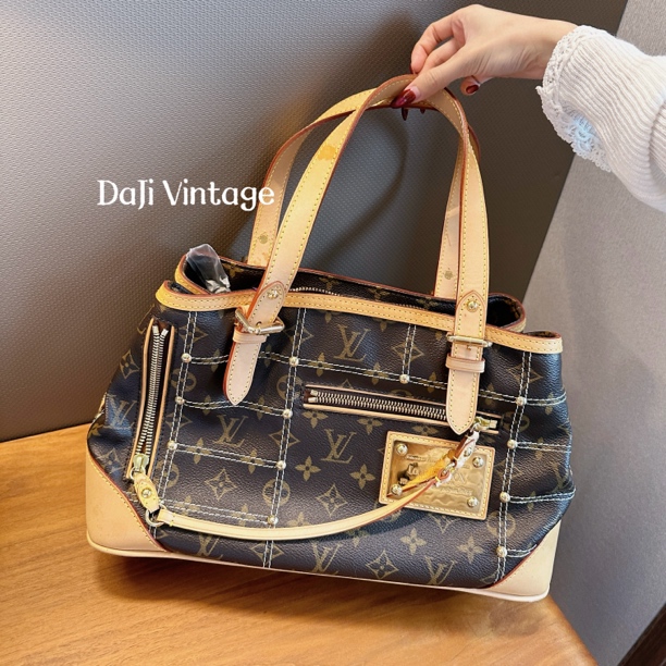 95新 LouisVuitton/路易威登 大吉中古SZ/Lv外缝线金牌南瓜手提包