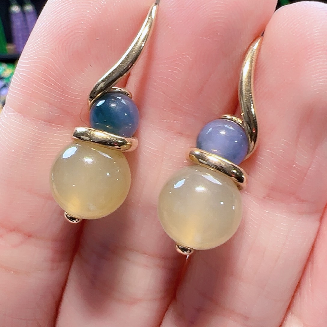 翡翠耳饰18K金镶嵌签收后24小时鉴赏期