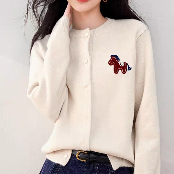 曼雪菲小马刺绣开衫