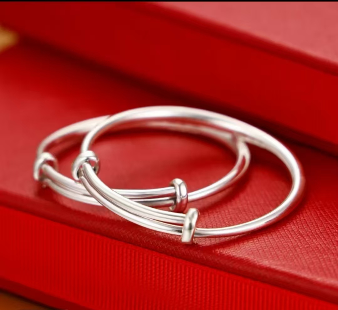 1.5米.克【015-061点这拍】福寿安康宝宝简约百塔实心手镯