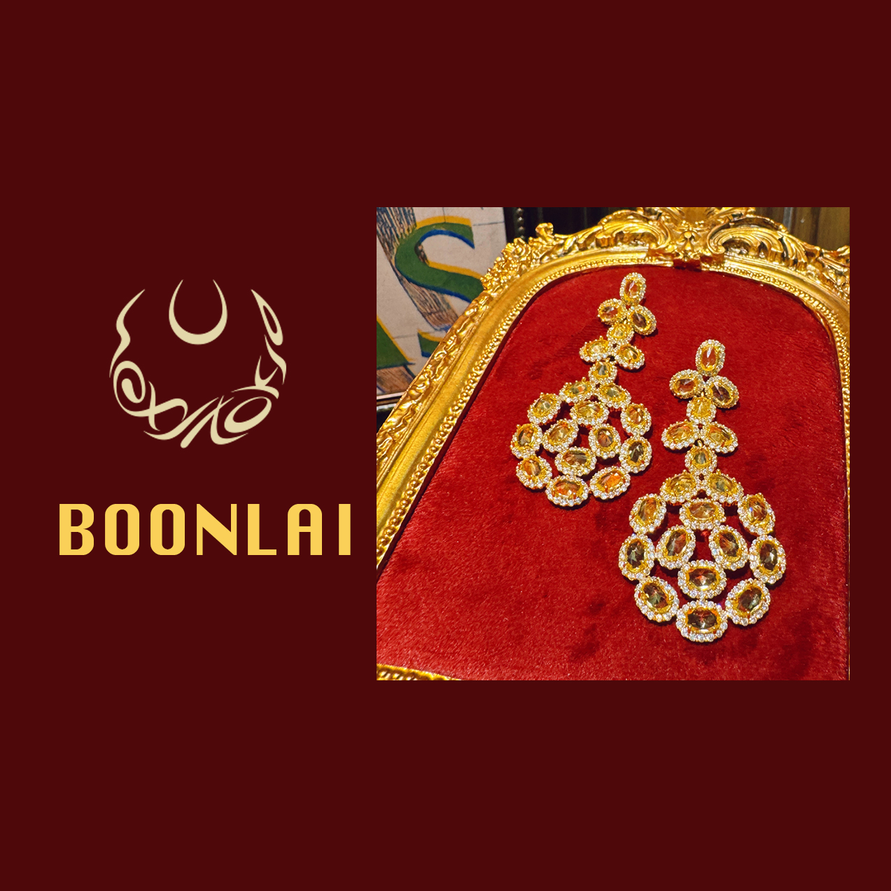 铜合金莫桑石耳饰 Boonlai 大货黄色锆石镂空夸张耳环 d