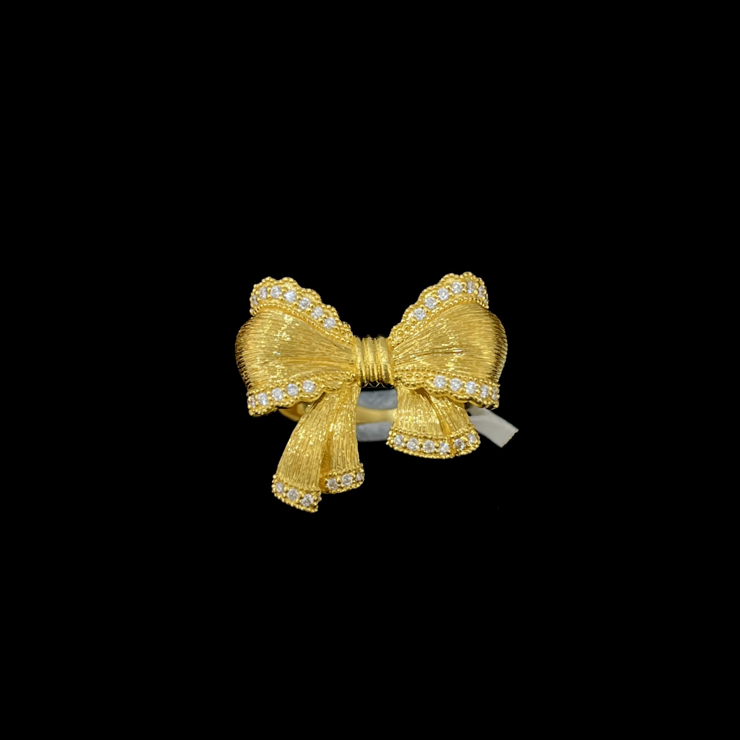 足金999拉丝蝴蝶结戒指