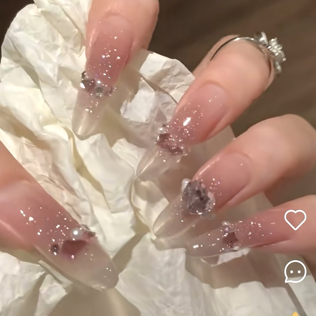 【爱恋】纯手工设计系列 浪漫纯欲高级感华子钻爆闪穿戴美甲