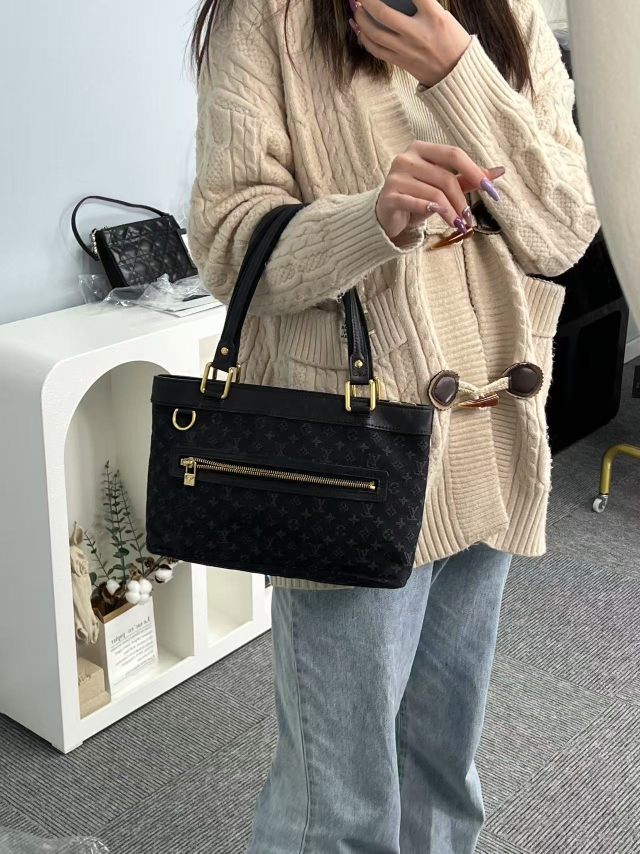 95新 LouisVuitton/路易威登 K441蓝老花丹宁开口笑时尚