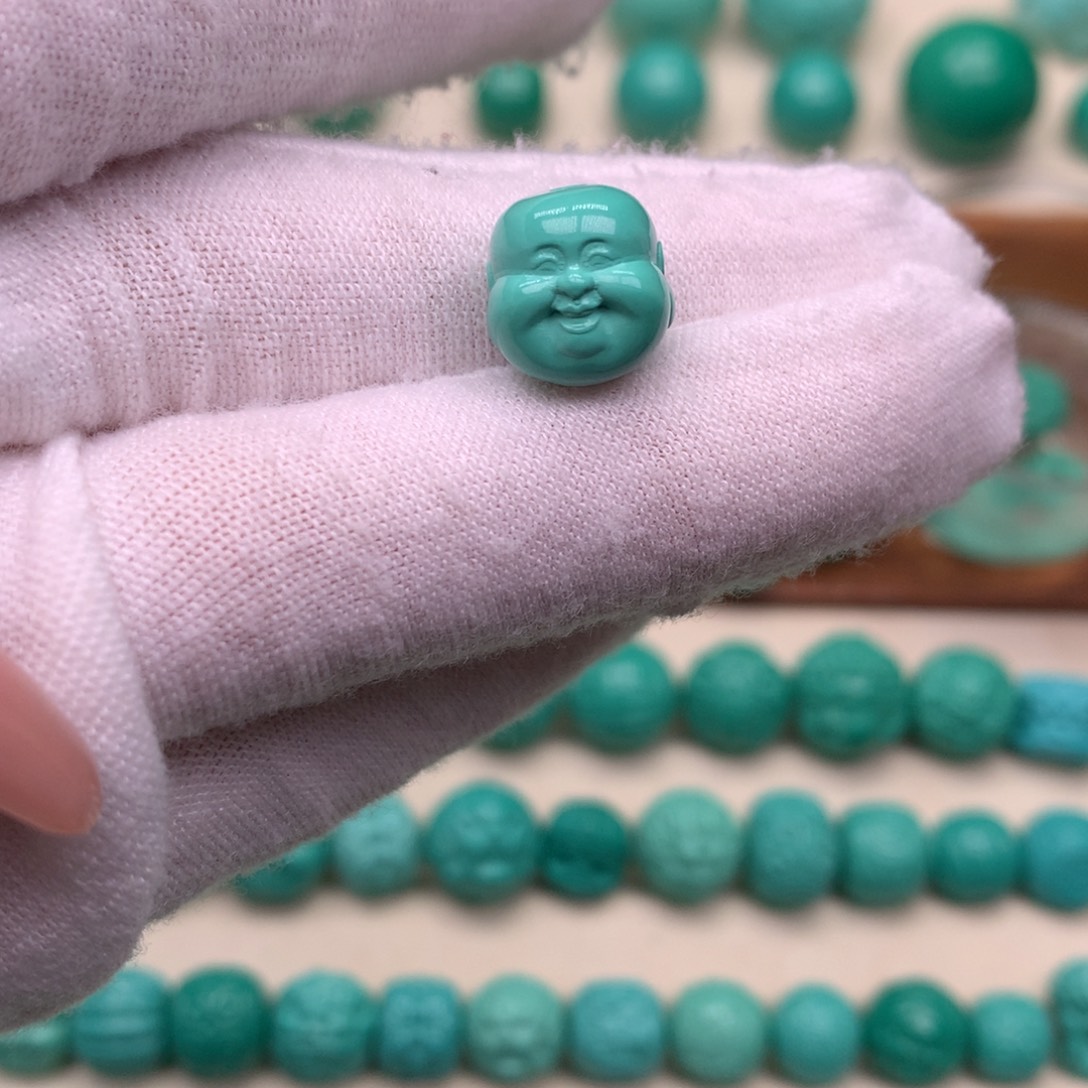 手工精工雕刻弥勒佛头卡10.9