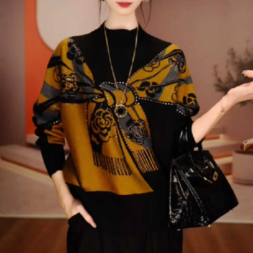 打底衫女新款内搭秋冬外穿毛衣长袖上衣气质显瘦烫钻中老年针织衫