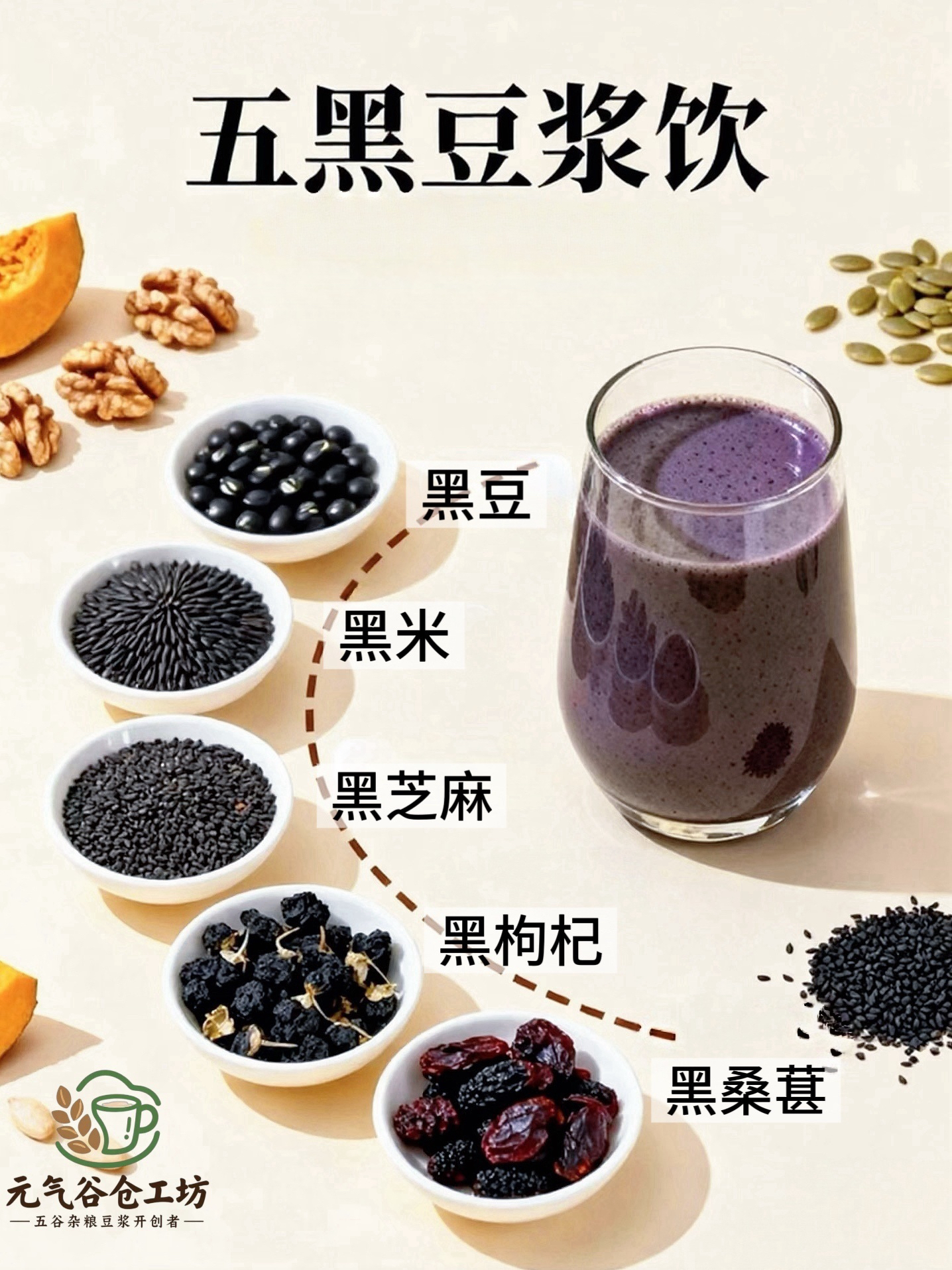 五黑豆浆原料包破壁机食材米糊五黑粥五谷杂粮营养早餐豆浆机食材