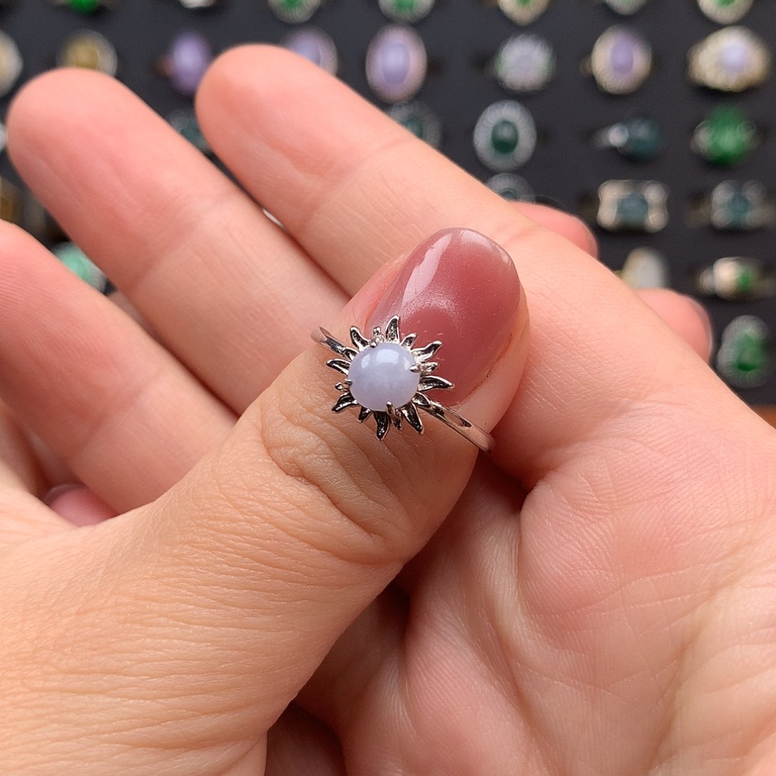 翡翠戒指银S925镶嵌戒指925