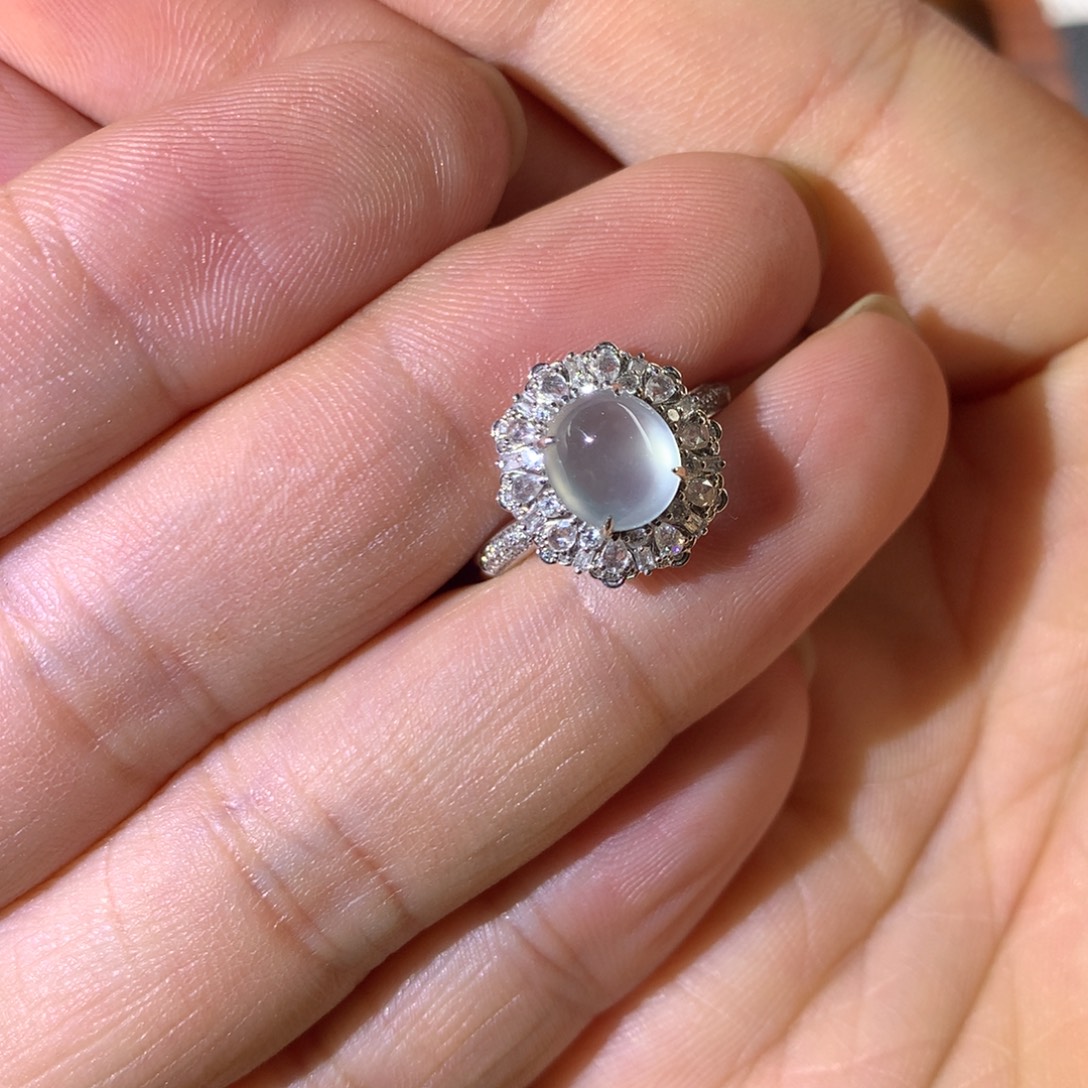 翡翠18K金镶嵌戒指翡翠