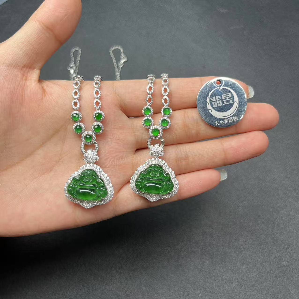 31622T02-3B19-天然A货翡翠吊坠项链s925银镶 -多样性/发一件