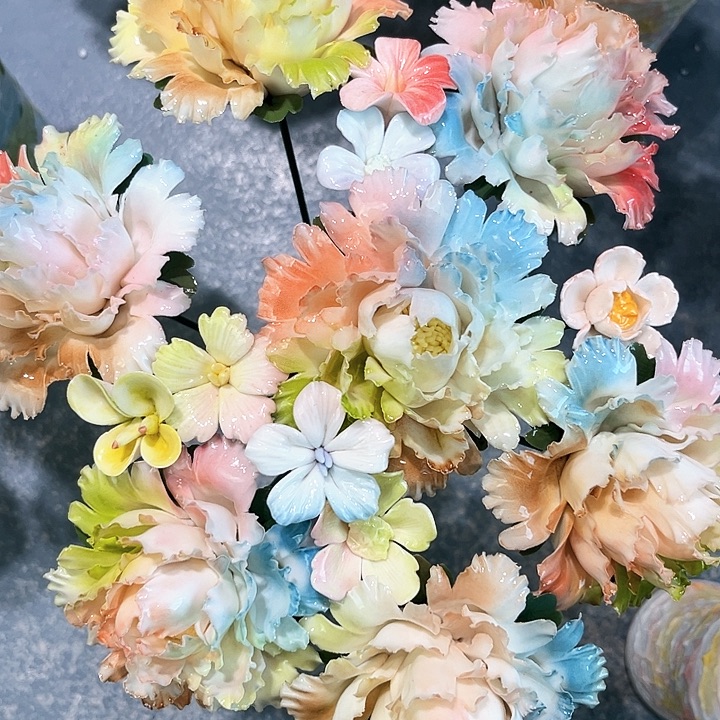 陶瓷花花摆件，花束