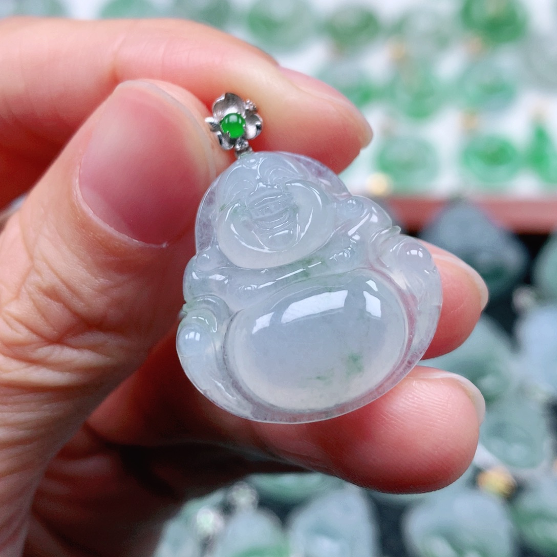 翡翠吊坠(不含链)18K金镶嵌