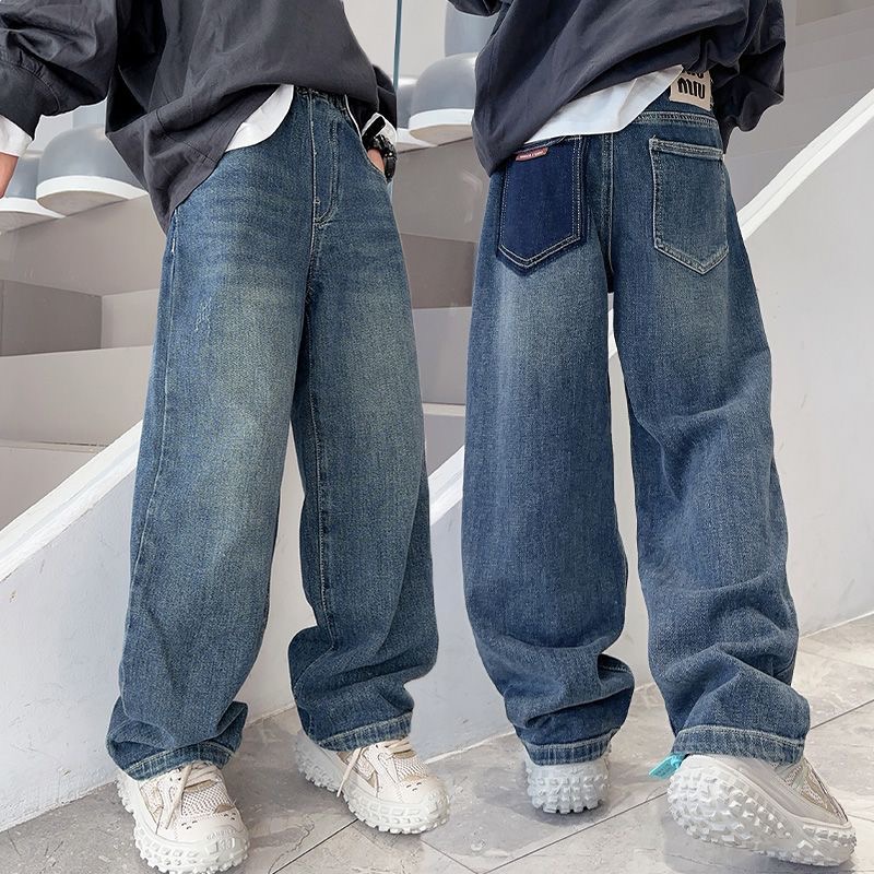 初秋上新~男童秋季时尚酷帅牛仔裤韩版中大童做旧休闲直筒裤10136