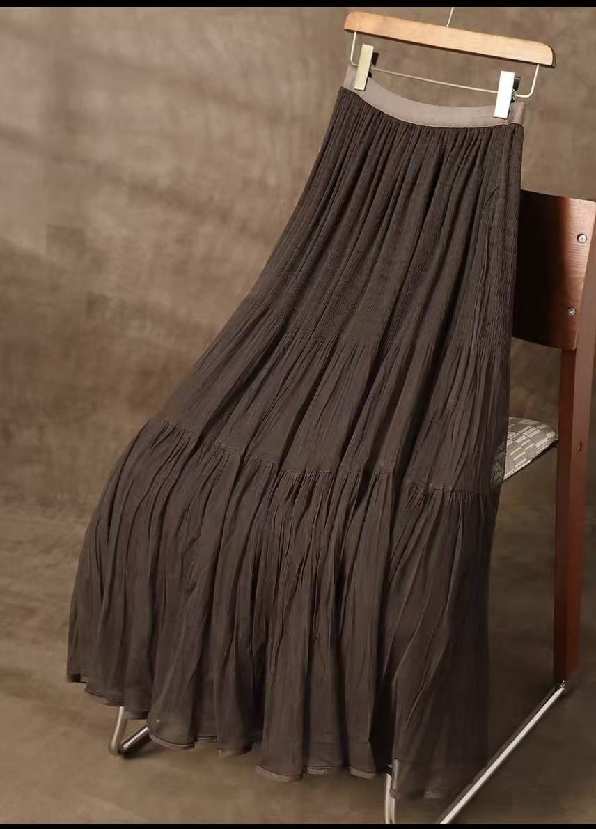 【米澜汐】夏季新款显瘦时尚百搭双层中长款气质A字网纱裙