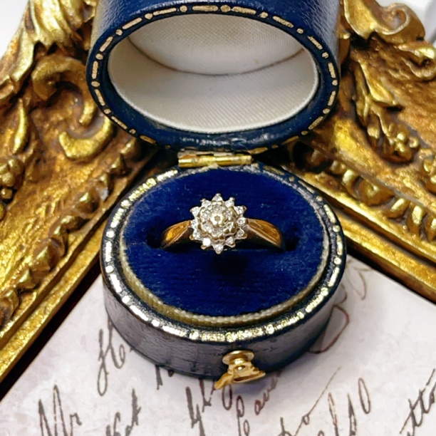 欧洲回流西洋中古vintage9K金花簇钻石4066