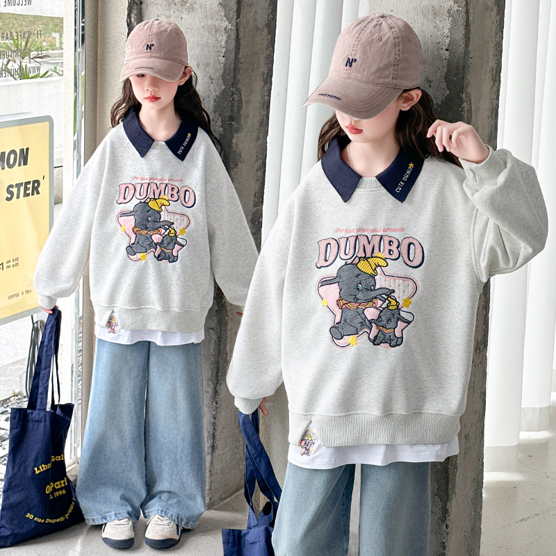 女童卫衣秋季外穿2025新款中大童洋气宽松卡通打底衫儿童长袖上衣