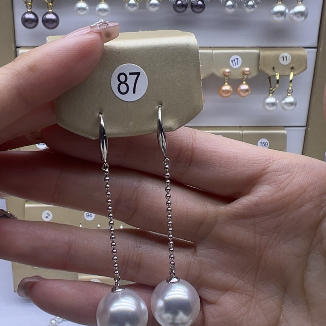 耳饰银S925镶嵌淡水珍珠