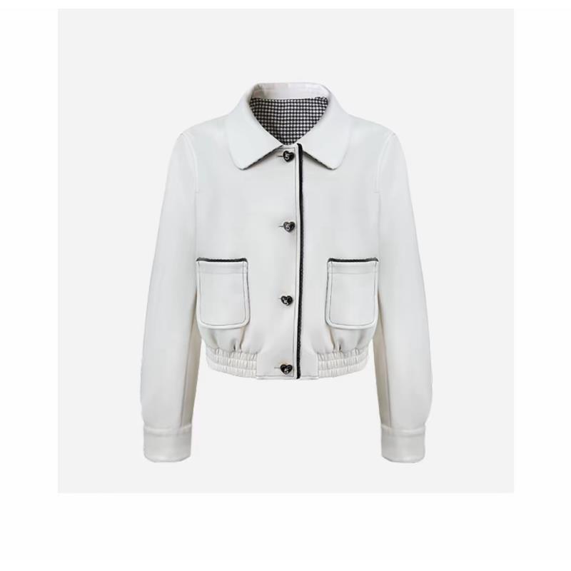 XIN 【千鸟格皮衣 白色】皮衣