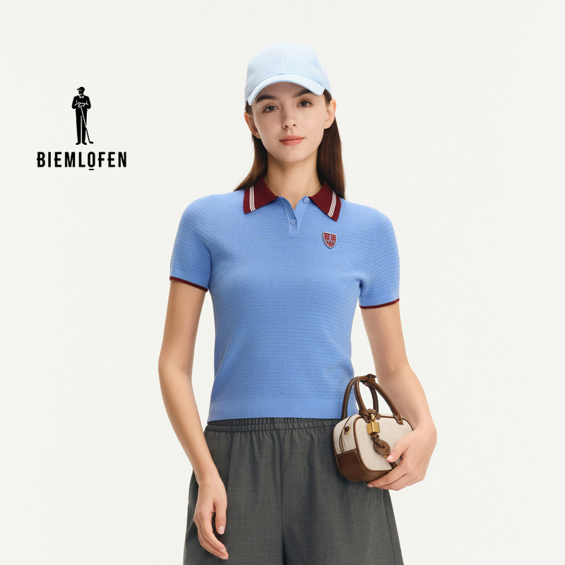 【伊力特功能纱】比音勒芬高尔夫2026春新女士休闲弹力针织polo衫
