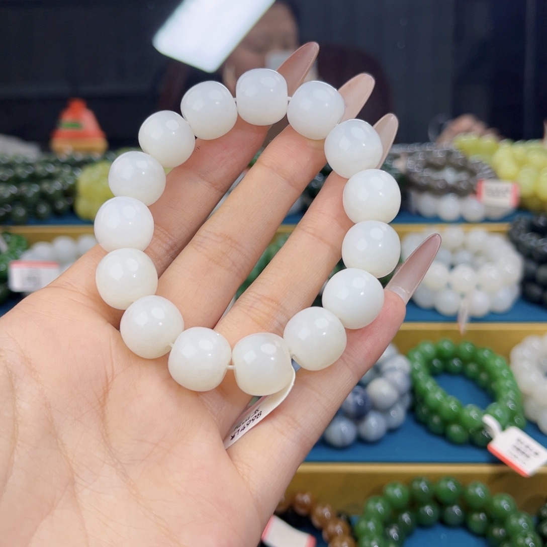 和田玉未镶嵌手链天然和田玉新疆且末天泰羊脂白玉手串14