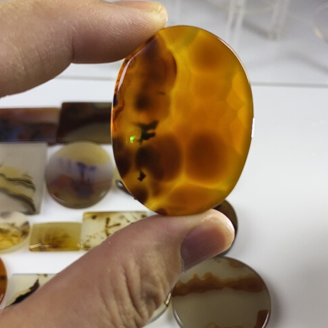 合成碳硅石非金属时尚图纹画面石饰品