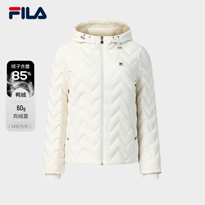 FILA斐乐保暖羽绒服高端彩标线蓬松冬季女立冬穿搭F61W543998A