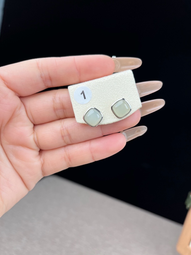 【瑾上】和田玉耳饰S925银镶嵌