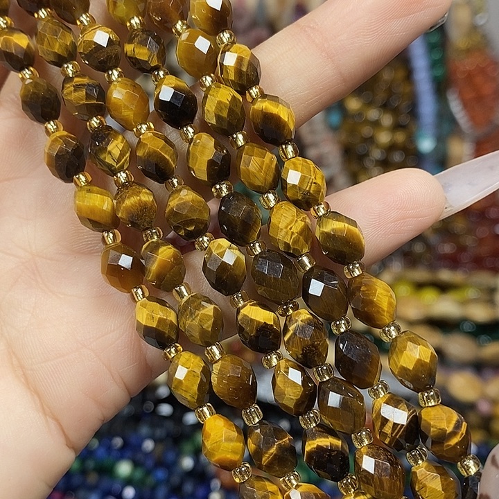 玛瑙/玉髓未镶嵌珠宝半成品天然虎眼米切卡6*8mm